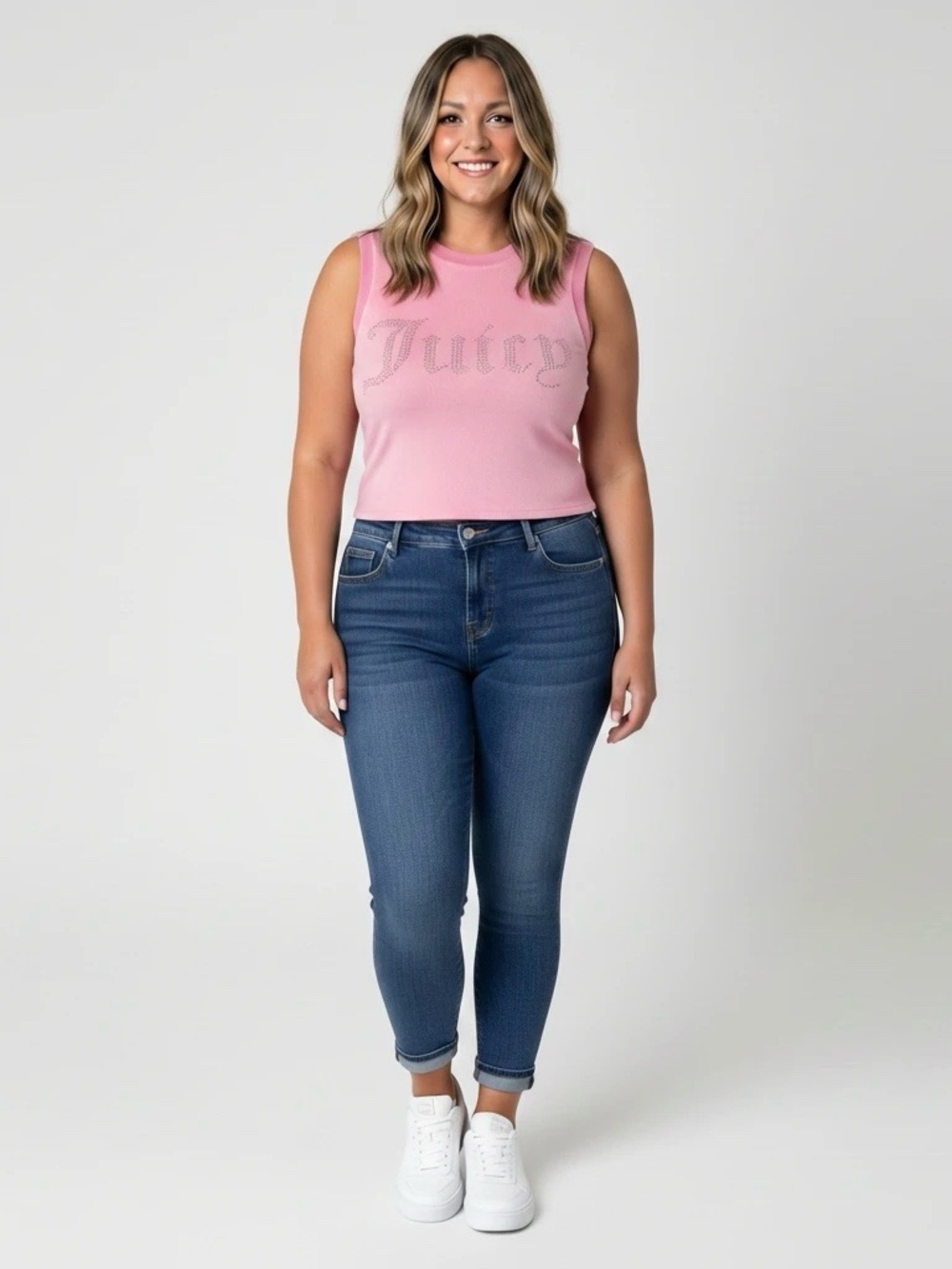 Juicy Couture Y2K Pink Velour Rhinestone Logo Tank Top – Women’s Medium